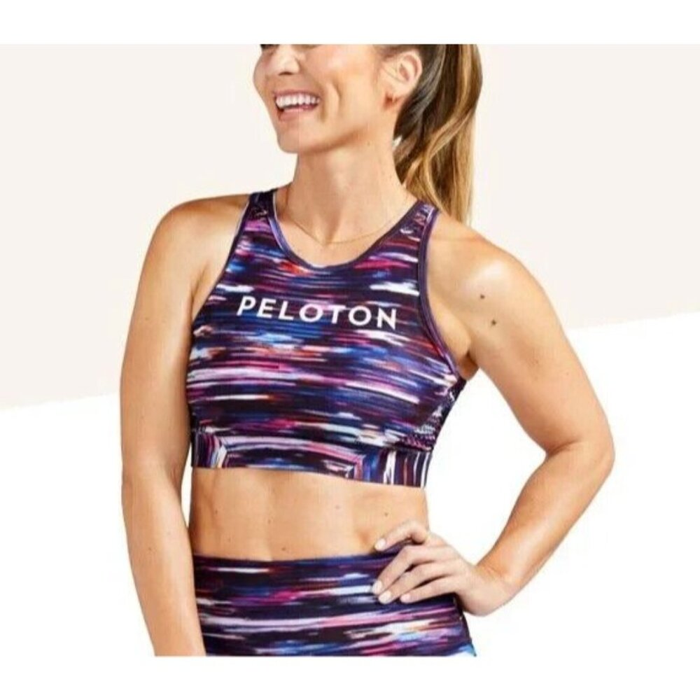 Peloton x WITH Melody High Neck Racerback Cutout Back Sports Bra Purple Medium